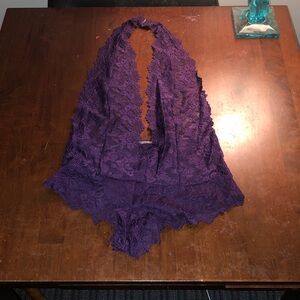 Lace Halter Lingerie Bodysuit with Cheeky Bottom